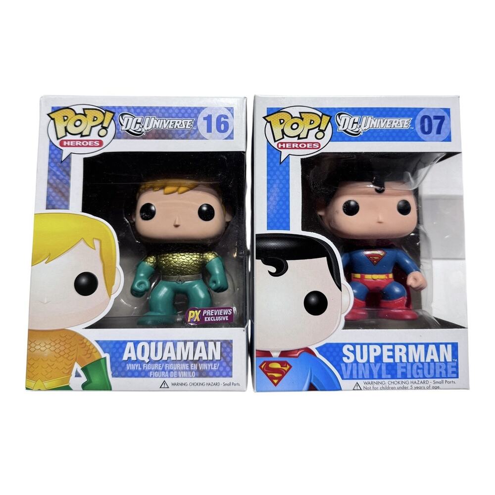 Funko Pop! DC Universe #07 Superman & #16 Aquaman Set – POP! HEROES Vaulted